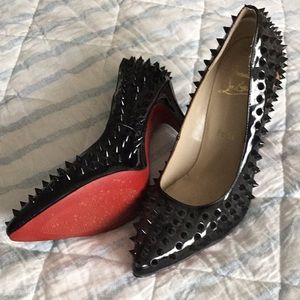 Christian louboutin black spiked shoes